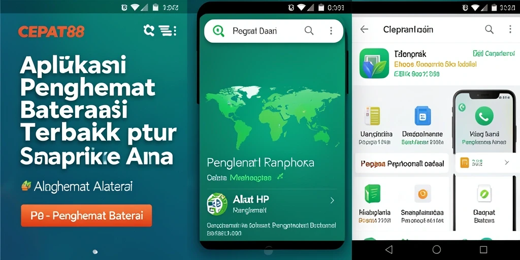 Tampilan antarmuka aplikasi CEPAT88 untuk penghematan baterai yang efisien.
