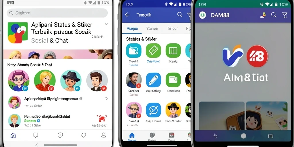 Tampilan antarmuka aplikasi dengan stiker kreatif dan menarik.