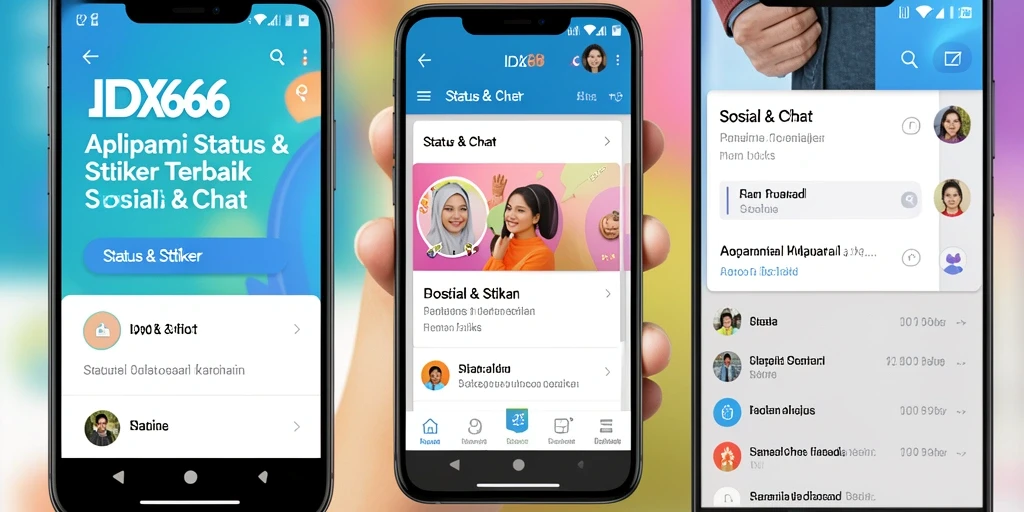 Antarmuka menarik aplikasi IDX66 untuk Status & Stiker.