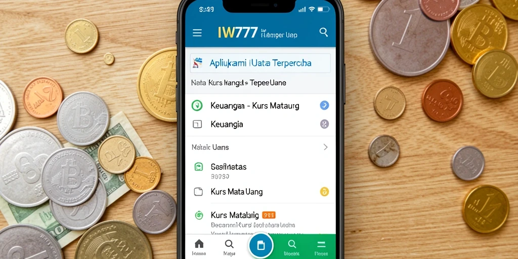 Tampilan utama IW777 dengan informasi kurs mata uang yang jelas.