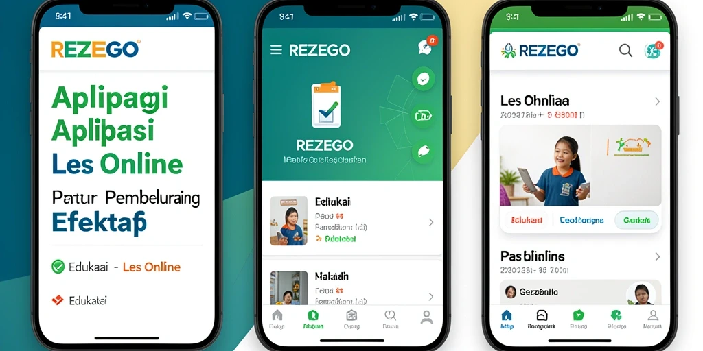 Antarmuka aplikasi REZEGO yang user-friendly untuk Les Online.