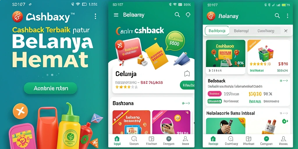 Antarmuka aplikasi SD107 yang menarik dan fungsional untuk cashback.