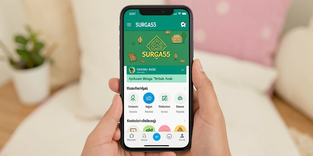 Tampilan antarmuka aplikasi SURGA55 yang menarik dan ramah pengguna.