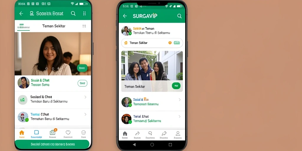 Antarmuka SURGAVIP yang menarik untuk menemukan teman baru.