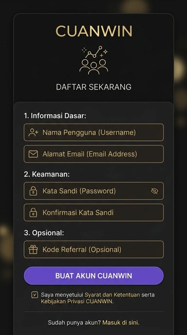 Panduan Lengkap Buat Akun Cuanwin di Android